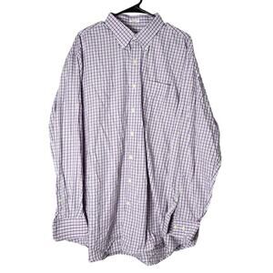 Peter Millar Dress Shirt Button Down Long Sleeve XXL Purple‎ White Plaid Cotton